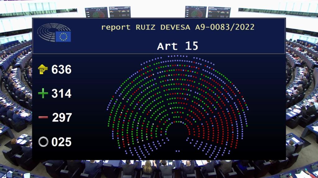 Plenary vote on Article 15, the Union-wide constituency